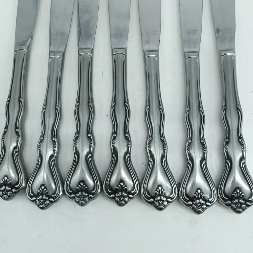 7X BK Vtg Noritake 18-8 Stainless Japan Sylvia Flatware Butter Knives Silverware